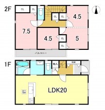 一宮市篭屋、新築一戸建ての間取り画像です