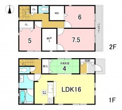 一宮市篭屋、新築一戸建ての間取り画像です