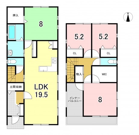 一宮市平和、新築一戸建ての間取り画像です