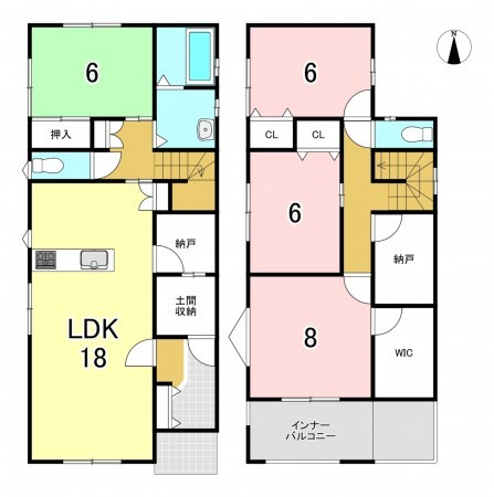 一宮市平和、新築一戸建ての間取り画像です