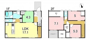 一宮市大和町毛受、新築一戸建ての間取り画像です