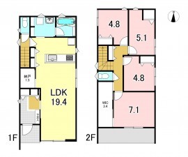 一宮市平和、新築一戸建ての間取り画像です