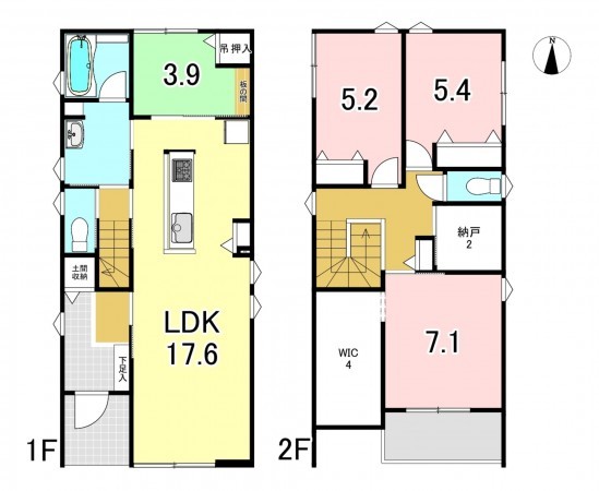 一宮市平和、新築一戸建ての間取り画像です