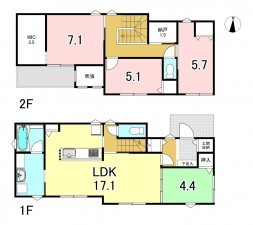 一宮市平和、新築一戸建ての間取り画像です