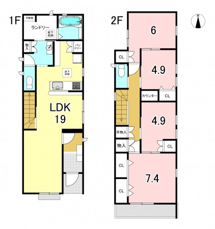 一宮市観音寺、新築一戸建ての間取り画像です