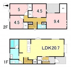 一宮市花池、新築一戸建ての間取り画像です
