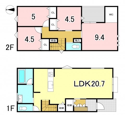 一宮市花池、新築一戸建ての間取り画像です