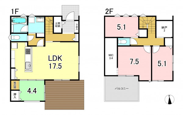一宮市大和町馬引、新築一戸建ての間取り画像です
