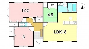 一宮市大和町毛受、中古一戸建ての間取り画像です