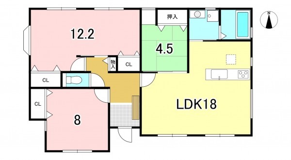 一宮市大和町毛受、中古一戸建ての間取り画像です