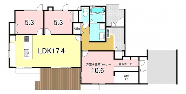 一宮市大和町戸塚、新築一戸建ての間取り画像です