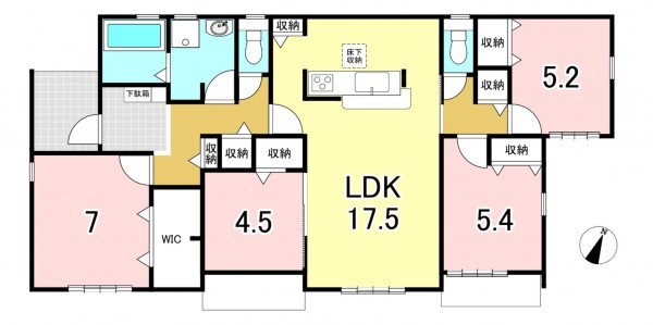 一宮市今伊勢町本神戸、新築一戸建ての間取り画像です
