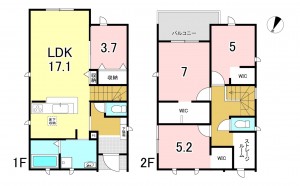 一宮市今伊勢町本神戸、新築一戸建ての間取り画像です