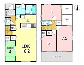 一宮市東加賀野井、新築一戸建ての間取り画像です