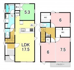 一宮市浅野、中古一戸建ての間取り画像です