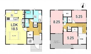 一宮市萩原町西宮重、新築一戸建ての間取り画像です