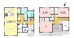 一宮市萩原町西宮重、新築一戸建ての間取り画像です