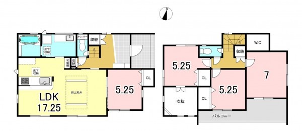 一宮市萩原町西宮重、新築一戸建ての間取り画像です