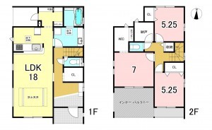 一宮市向山町、新築一戸建ての間取り画像です