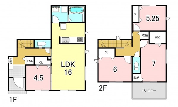 一宮市西大海道、新築一戸建ての間取り画像です