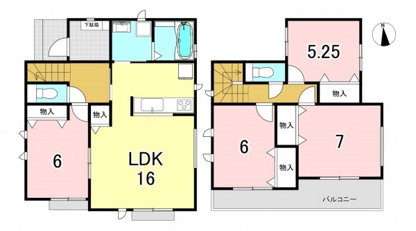 一宮市起、新築一戸建ての間取り画像です