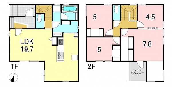 一宮市朝日、新築一戸建ての間取り画像です
