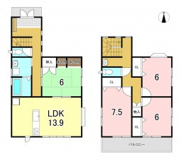 一宮市三条、中古一戸建ての間取り画像です