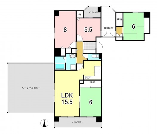 一宮市北方町中島、マンションの間取り画像です