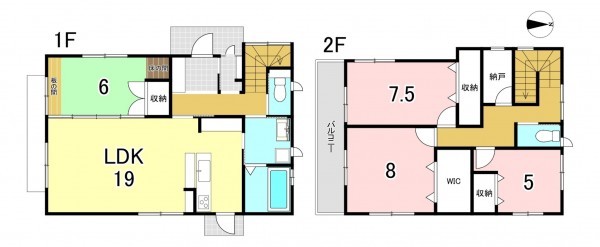 一宮市木曽川町玉ノ井、中古一戸建ての間取り画像です