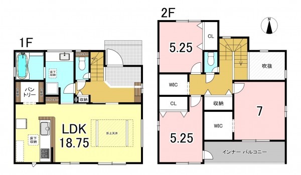 一宮市北丹町、新築一戸建ての間取り画像です