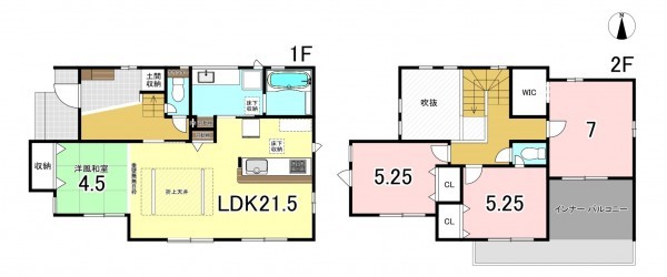 一宮市北丹町、新築一戸建ての間取り画像です
