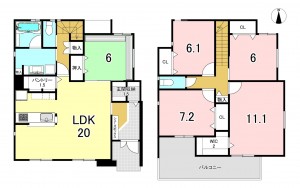 一宮市大和町馬引、新築一戸建ての間取り画像です
