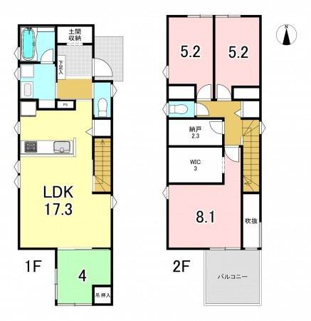 一宮市花池、新築一戸建ての間取り画像です