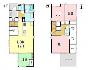 一宮市花池、新築一戸建ての間取り画像です