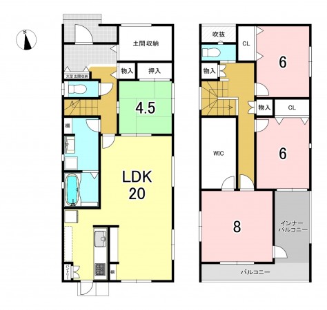 一宮市猿海道、新築一戸建ての間取り画像です