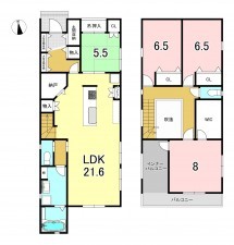 一宮市猿海道、新築一戸建ての間取り画像です