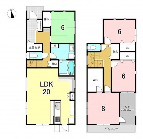 一宮市猿海道、新築一戸建ての間取り画像です