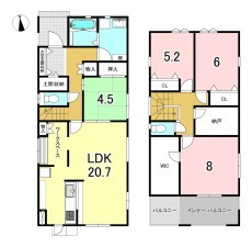 一宮市猿海道、新築一戸建ての間取り画像です