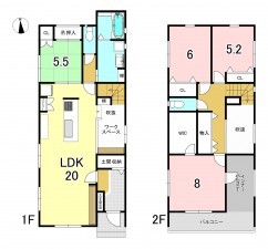 一宮市猿海道、新築一戸建ての間取り画像です