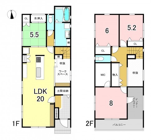 一宮市猿海道、新築一戸建ての間取り画像です