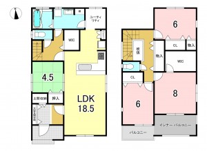 一宮市猿海道、新築一戸建ての間取り画像です