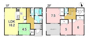 一宮市蓮池、新築一戸建ての間取り画像です