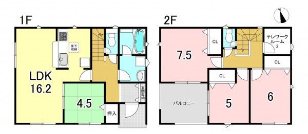 一宮市蓮池、新築一戸建ての間取り画像です