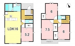 一宮市北方町北方、新築一戸建ての間取り画像です