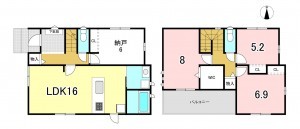 一宮市千秋町佐野、新築一戸建ての間取り画像です