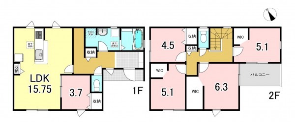 一宮市西五城、新築一戸建ての間取り画像です