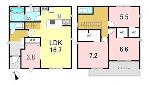 一宮市西五城、新築一戸建ての間取り画像です