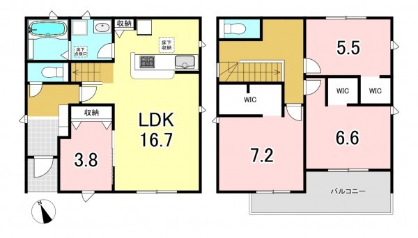 一宮市西五城、新築一戸建ての間取り画像です