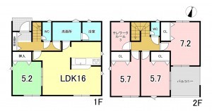 一宮市西五城、新築一戸建ての間取り画像です