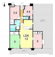 一宮市開明、マンションの間取り画像です